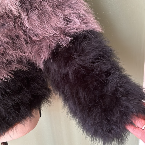 New women’s Sz M color block faux fur hippie boho zipped festive chic jacket top - Picture 6 of 10